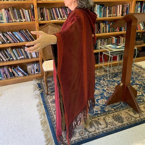 Vtg One of a Kind handwoven Fibers for All Seasons hooded blanket poncho, Zoller - Picture 4 of 15